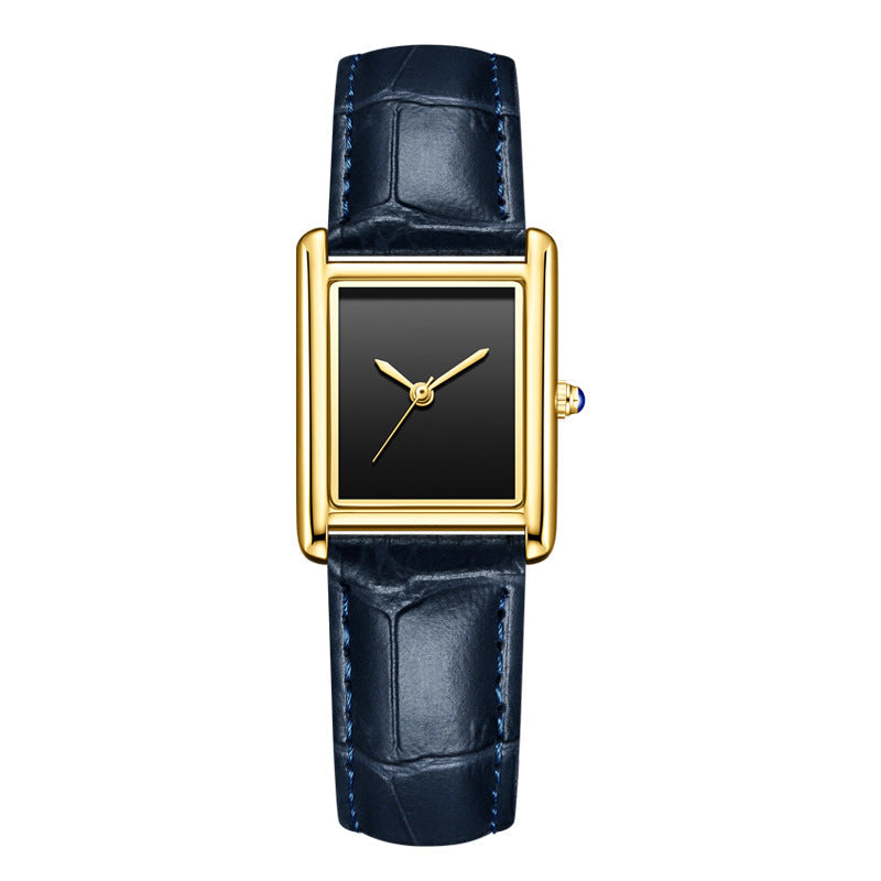 Couple Leather Watch Strap Simple Square Student's Watch Waterproof