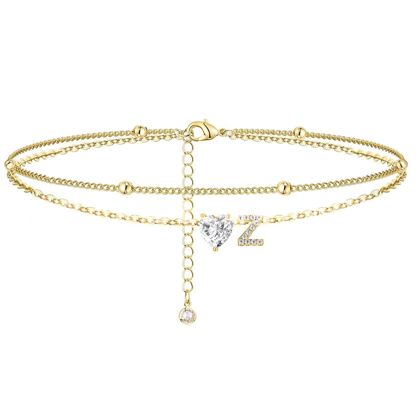 Womens Adjustable Delicate Versatile Double-layer Anklet Set