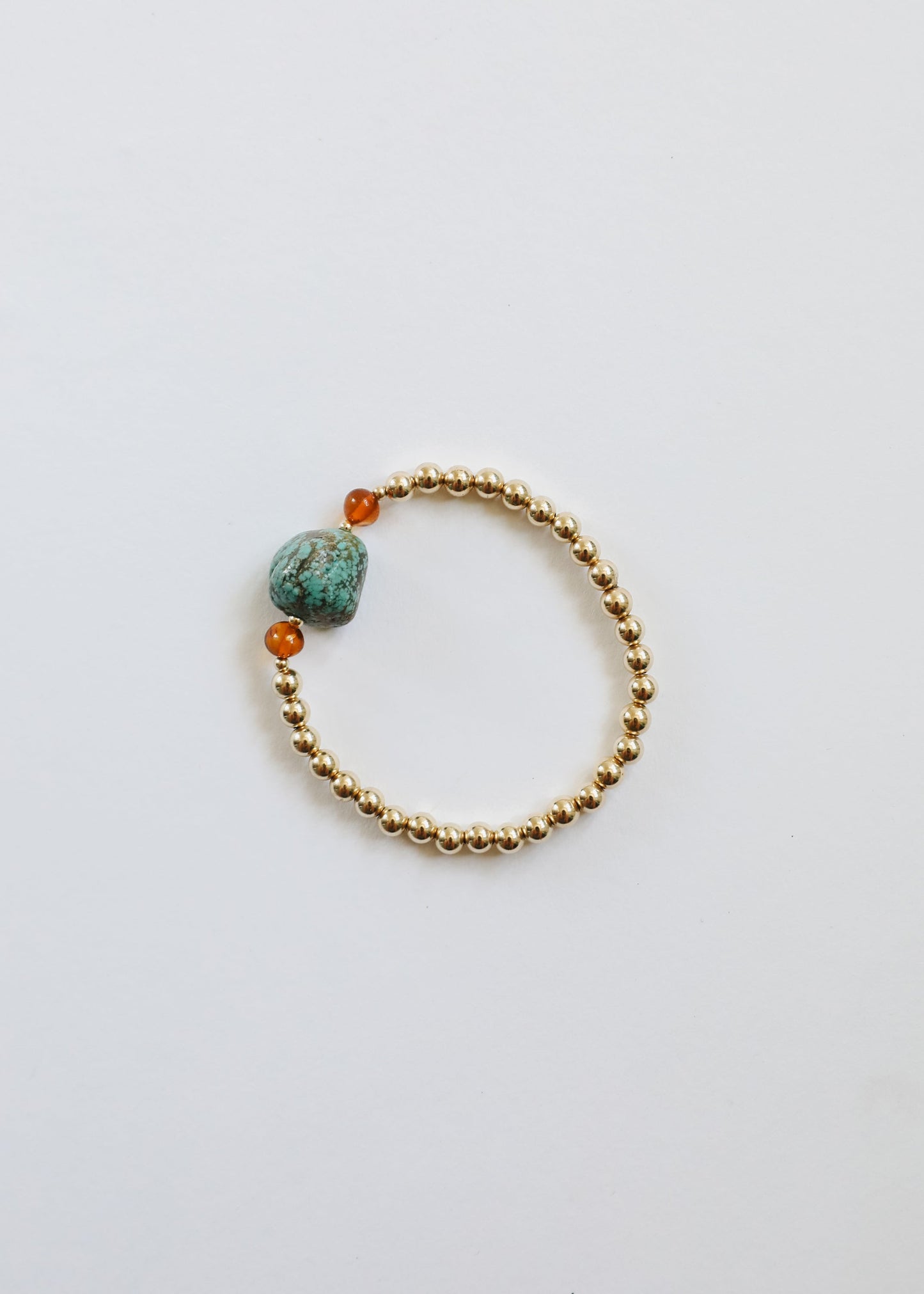 Natur-Türkis + baltischer Bernstein || 14K Gold Filled || Stretch-Armband für Erwachsene