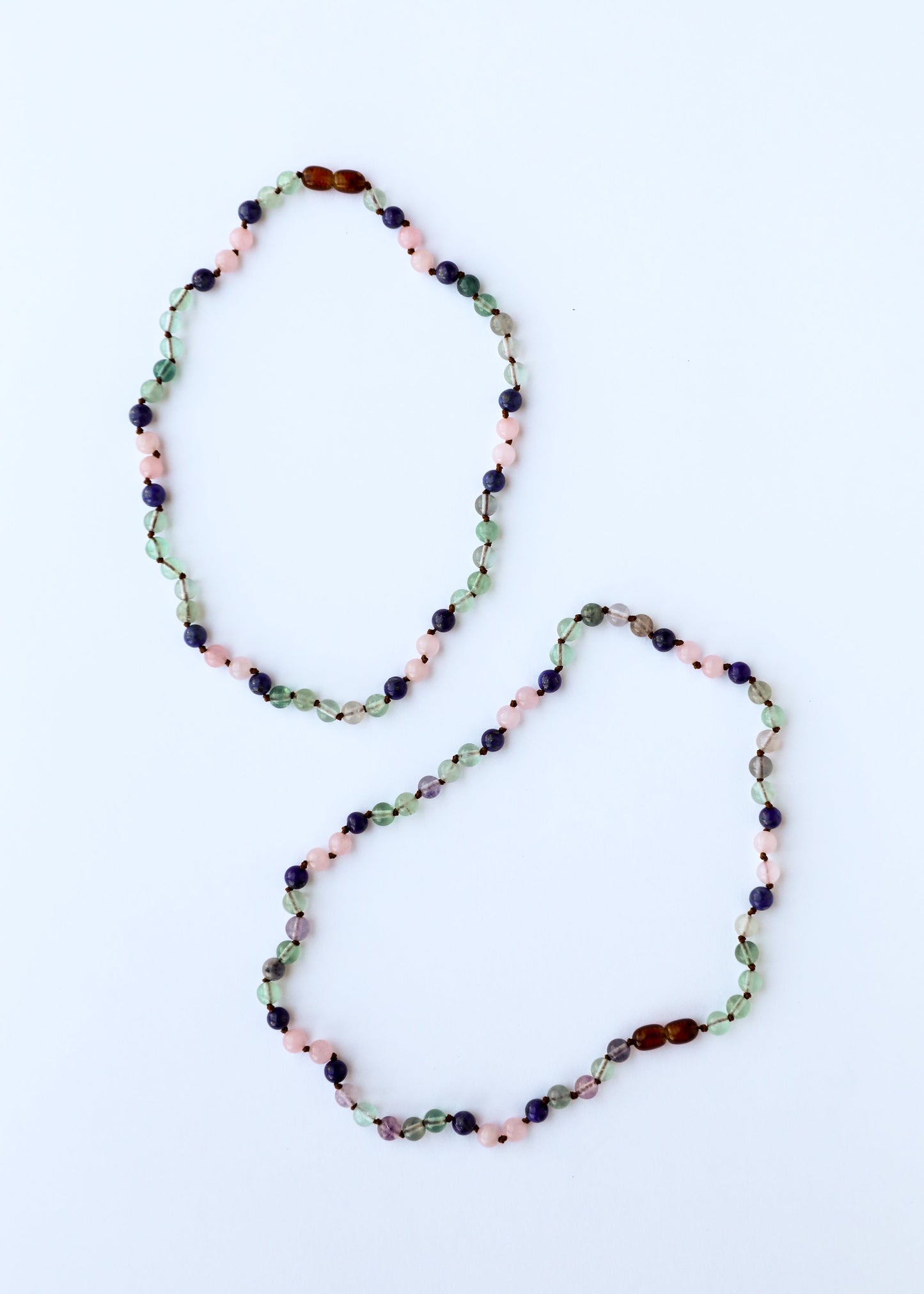 Fluorit + Lapislazuli + Rosenquarz || Edelsteinkette
