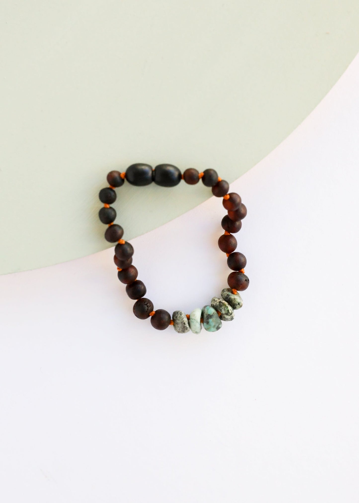 Roher Schwarzer Baltischer Bernstein + Roher Türkis Jaspis || Fußkettchen oder Armband