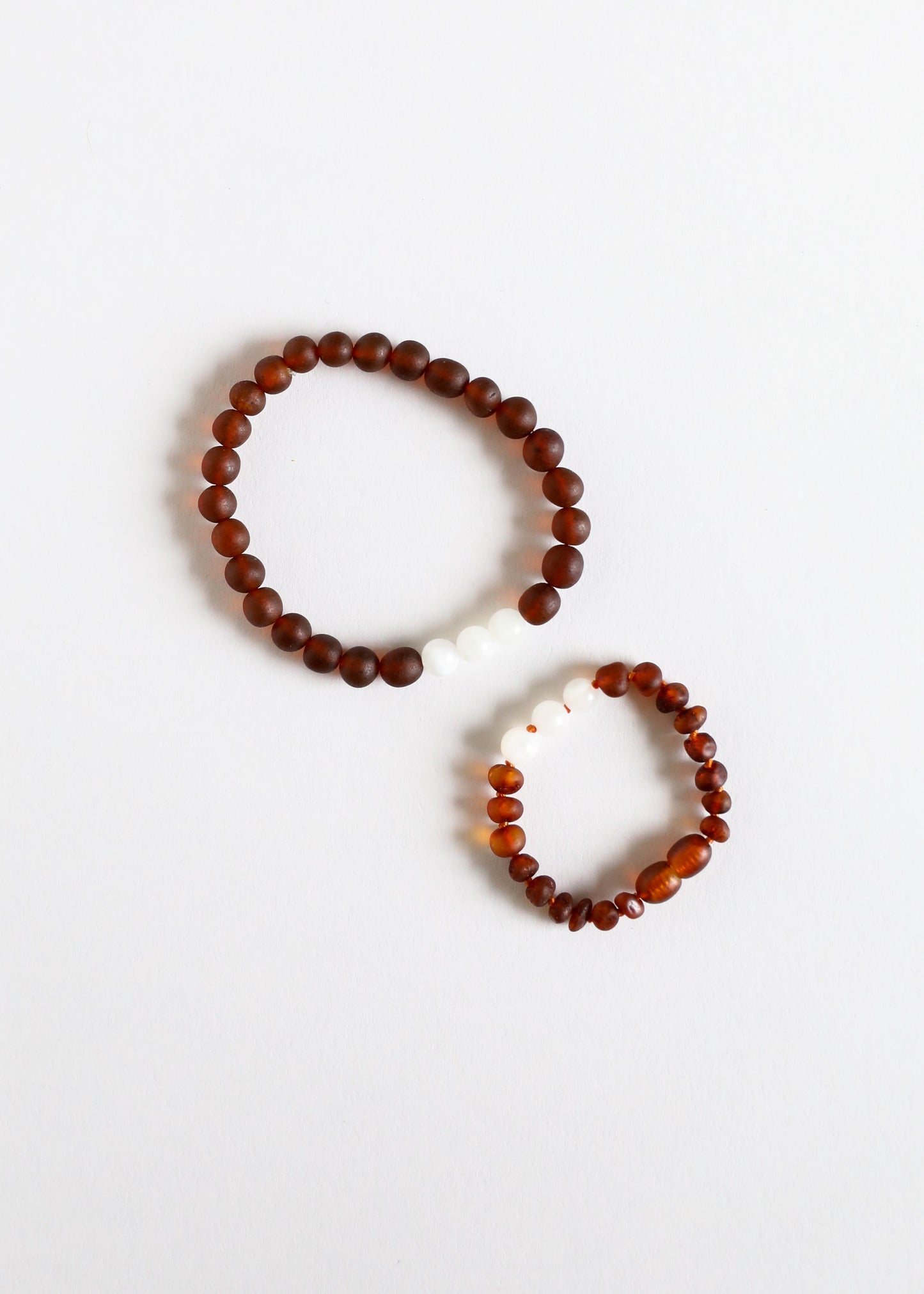 Bracelets d'Ambre de la Baltique brut Cognac + Pierre de Lune