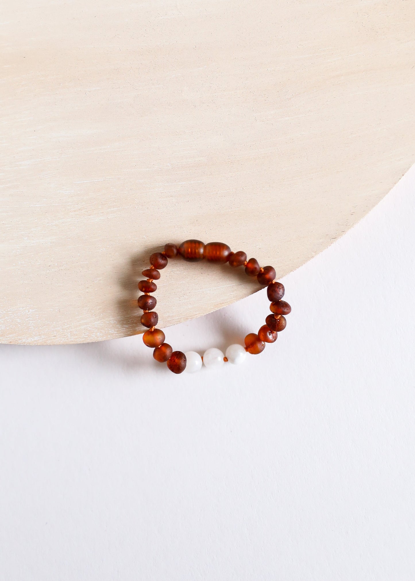 Roh-Cognac-Baltischer-Bernstein + Mondstein || Fußkettchen • Armband