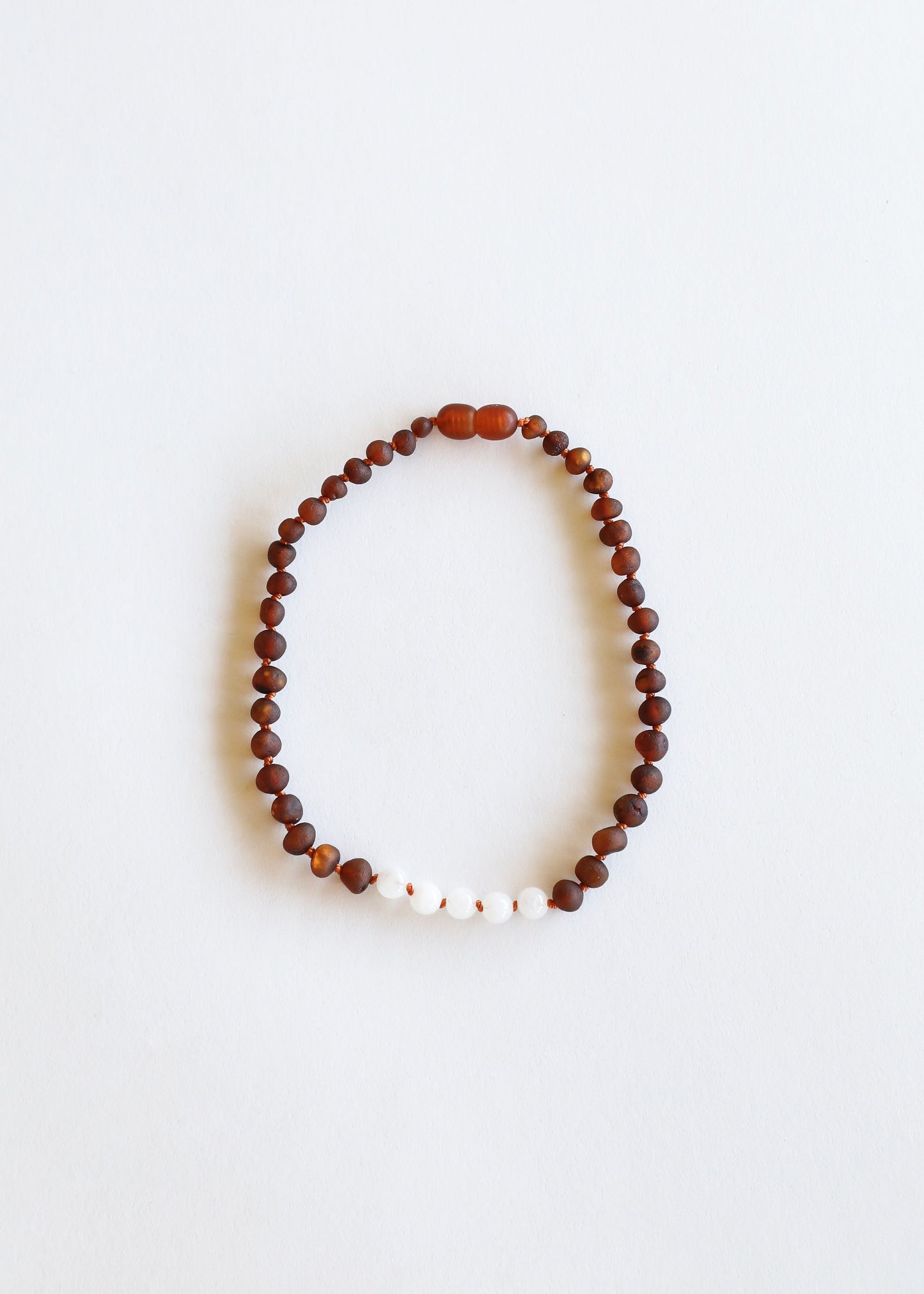 Roh-Cognac Baltischer Bernstein + Mondstein || Halsketten-Set
