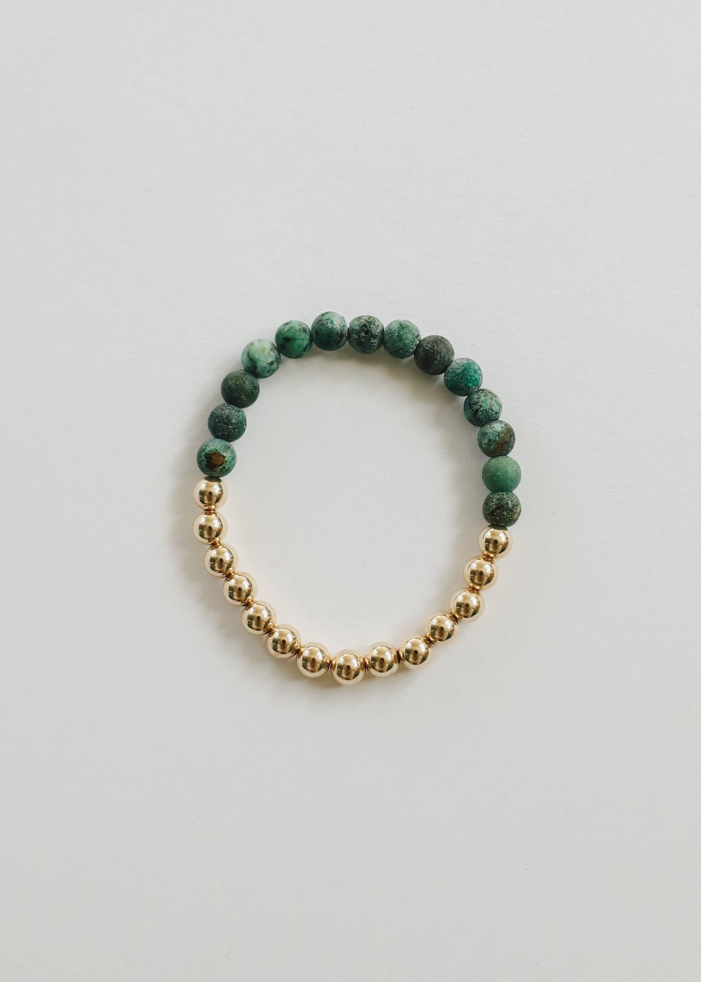 Jaspe Turquoise : Soleil + Lune en Or Rempli 14k || Bracelets Adultes
