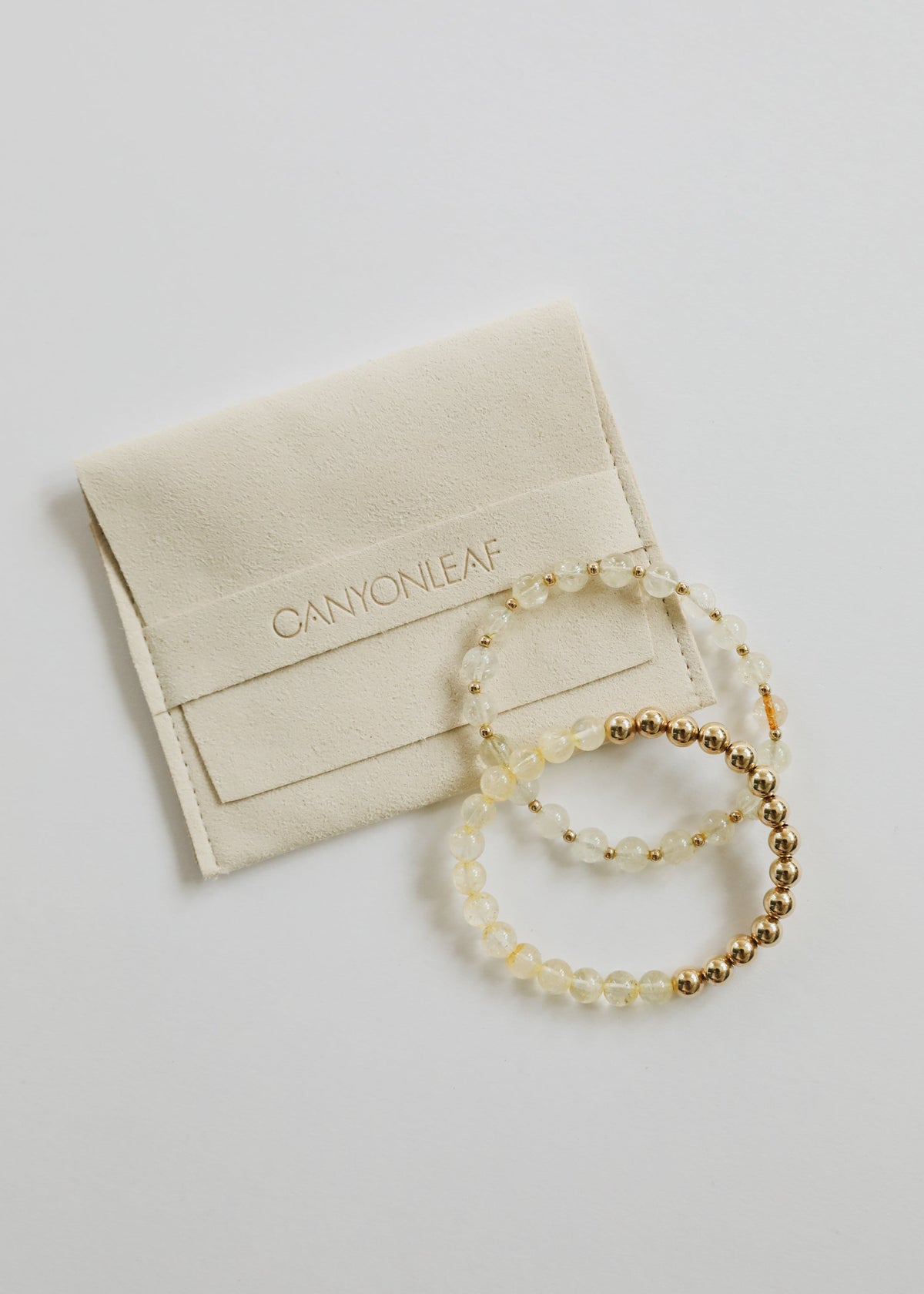 Bracelet extensible perlé en citrine et or rempli 14 carats