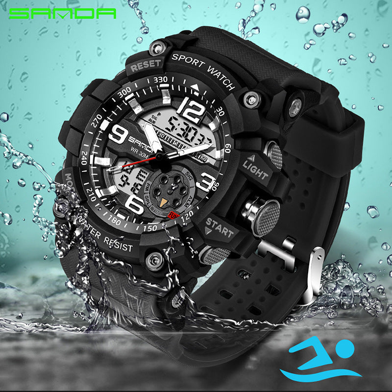 NEW Sport Analog-Digital Watch For Men and Woman Waterresistant 50M Professional Waterproof Quartz Large Dial Military Wristwatches With Night Mode