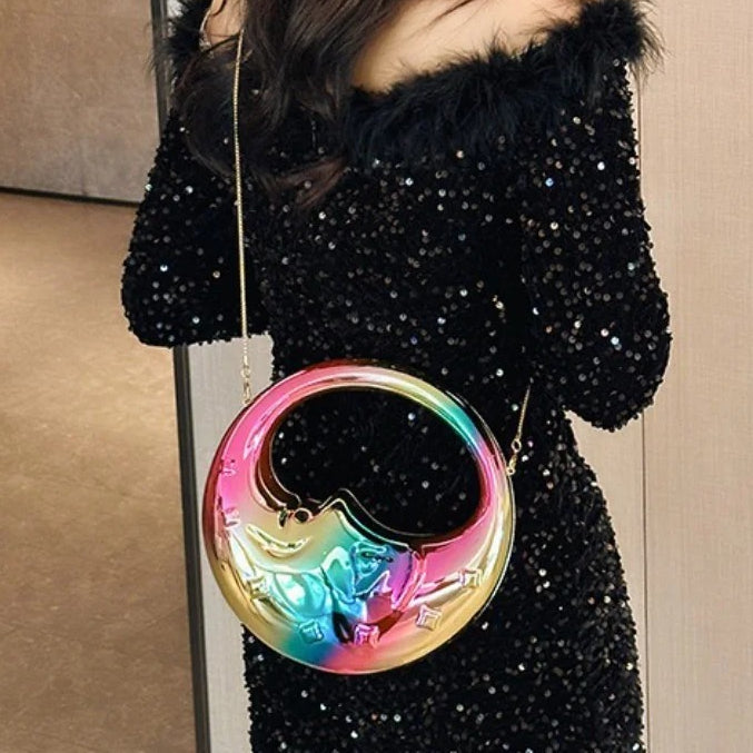 Acrylic Moon Shaped Bag, Women Shoulder Evening Bag, Evening Purse, Evening Bags for Women Formal, Clutch Purse