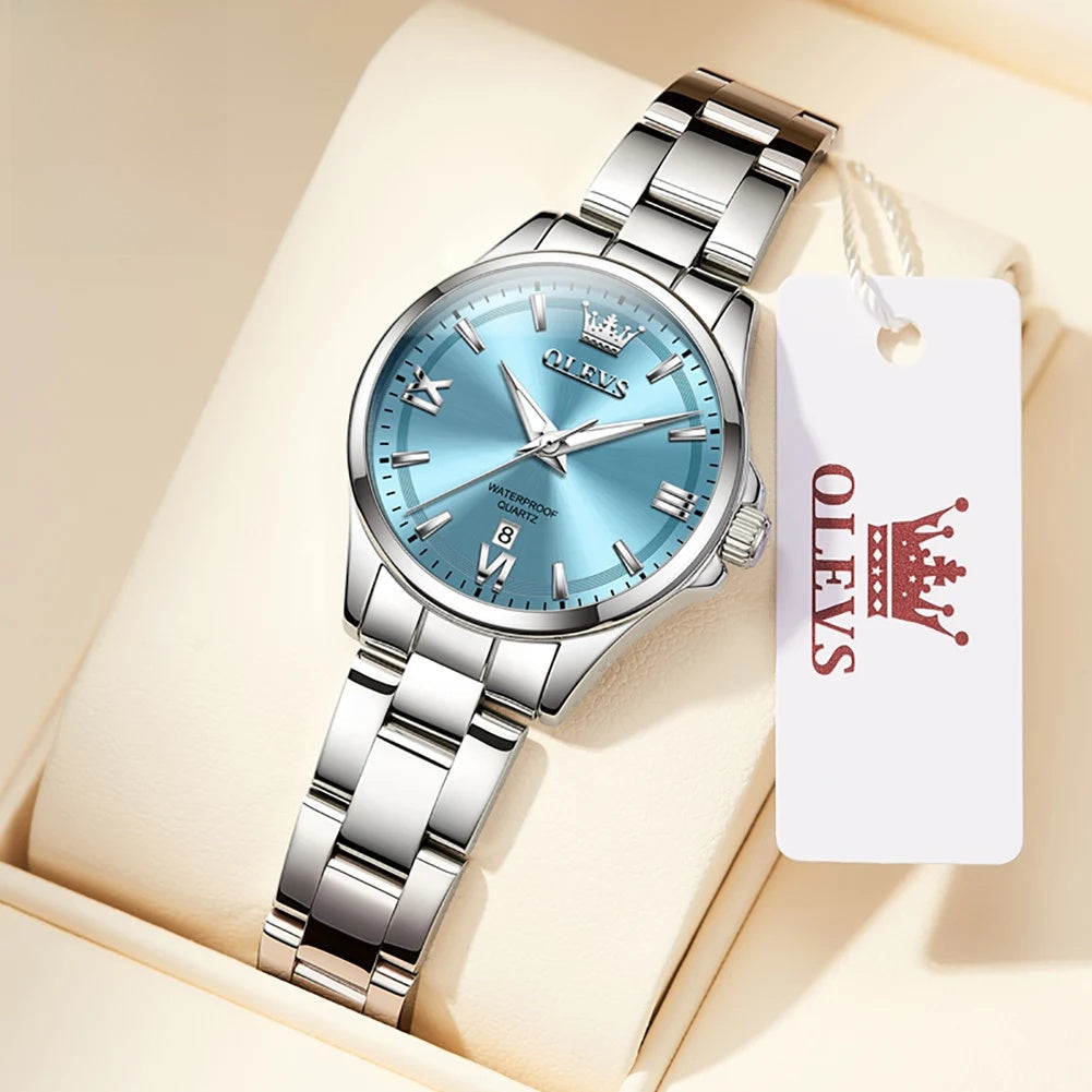 Women's Stainless Steel Watch Lavender Dial Calendar