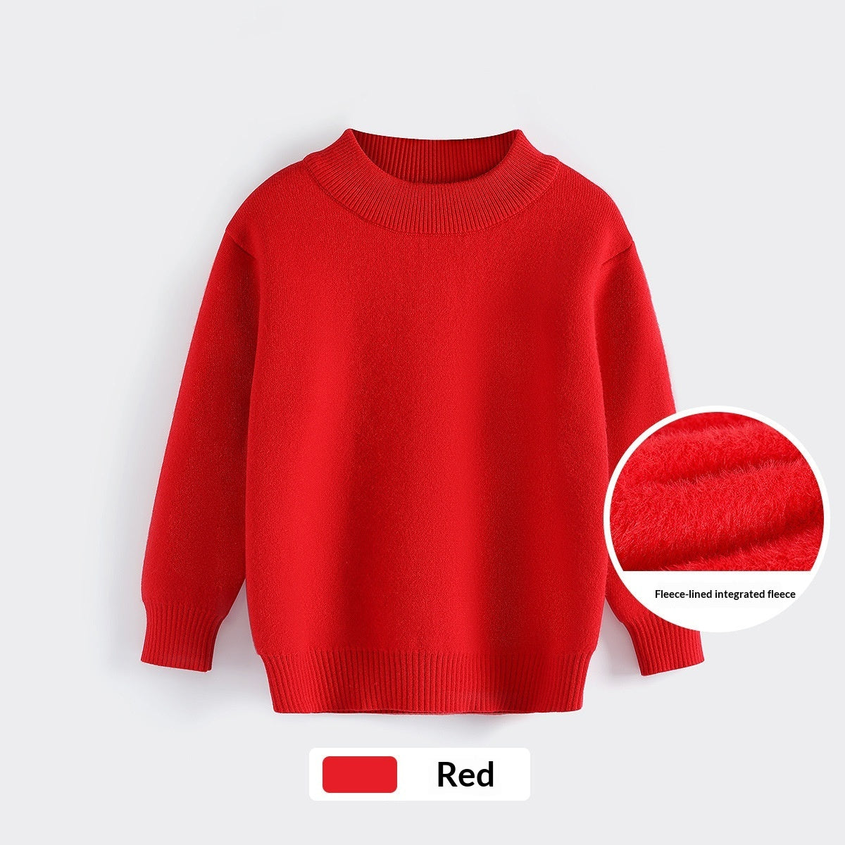 Childrens Fleece-lined White Sweater Mid-length For Fall And Winter