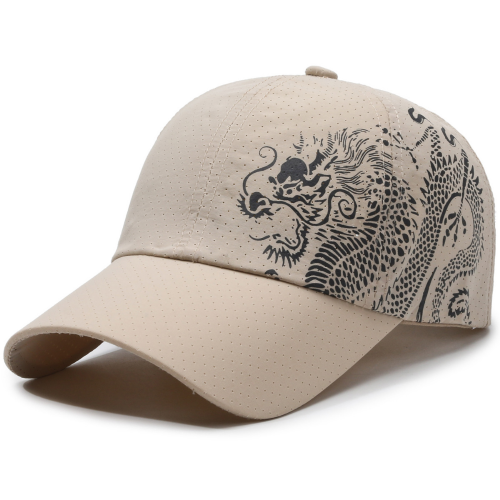 Men's And Women's Matching Mesh Dragon Pattern Printed Quick-Dry Breathable Fashion Trend Baseball Cap For Summer Outings, Parties, Outdoor Activities