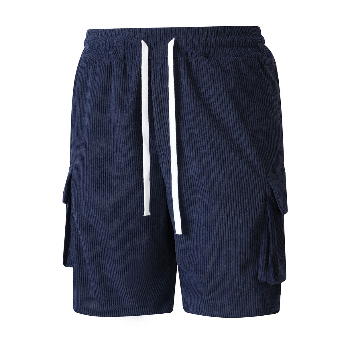 Corduroy Utility Shorts With An Elastic Waist And Drawstring