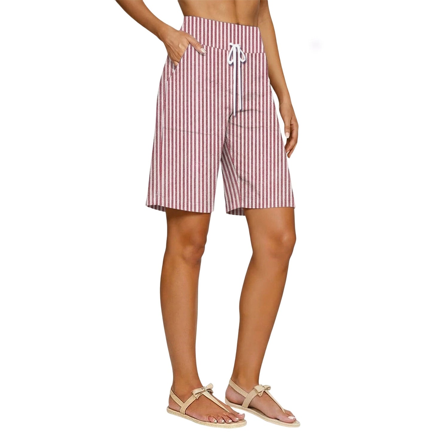 Loose-fit Striped High-waisted Shorts