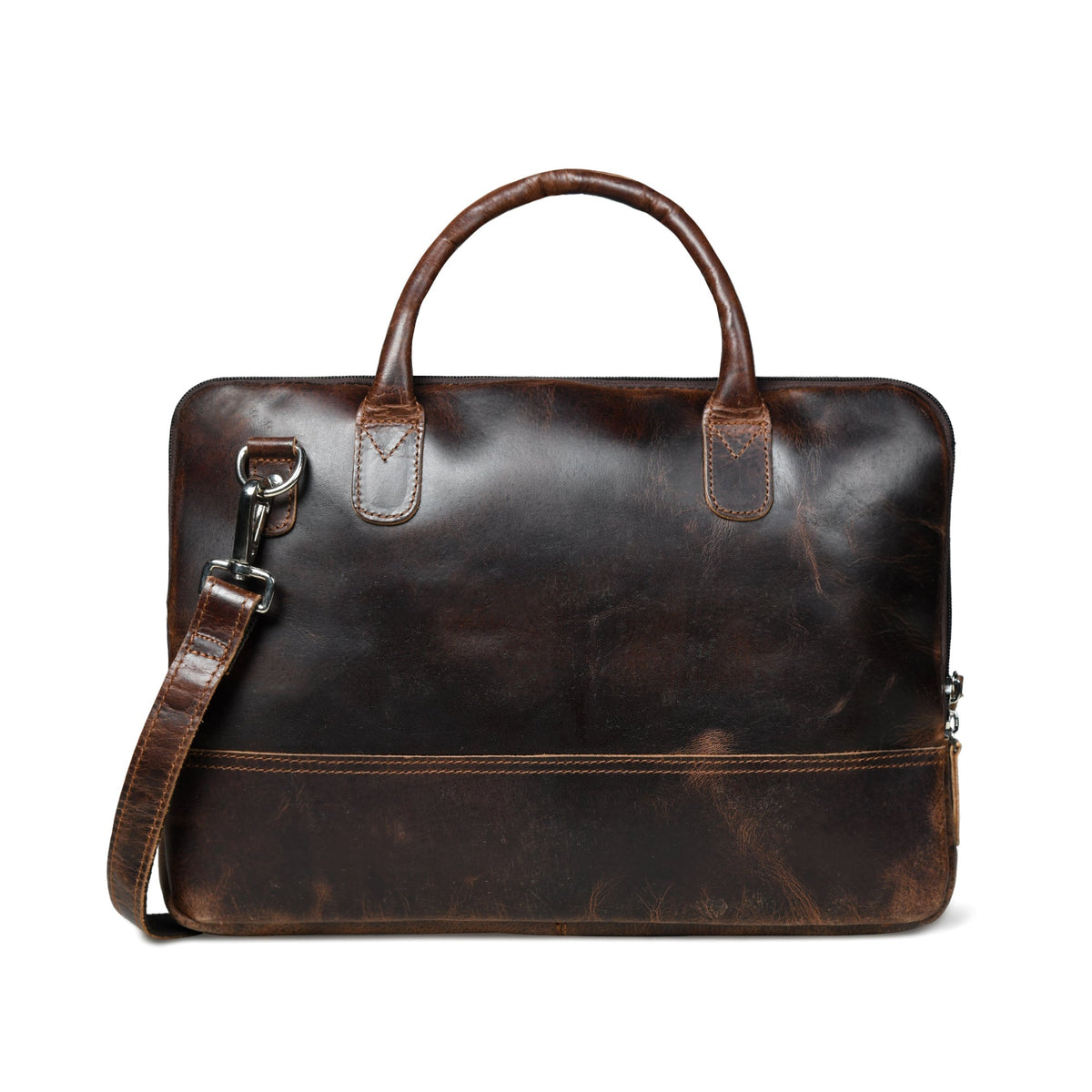 Sacoche d'ordinateur portable moderniste en cuir - Marron foncé