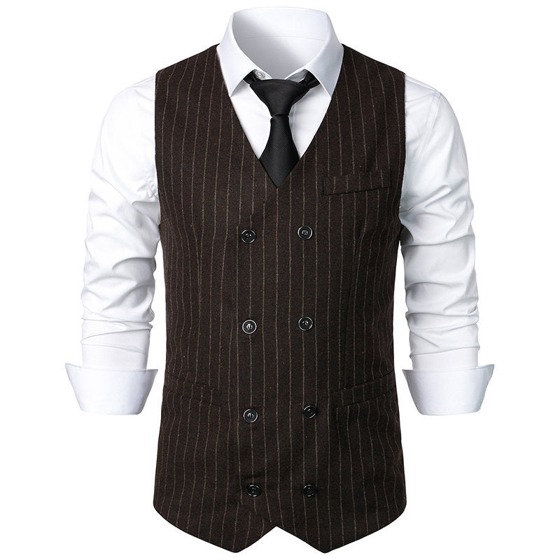 Men's Retro Casual Double Breasted Striped Vest