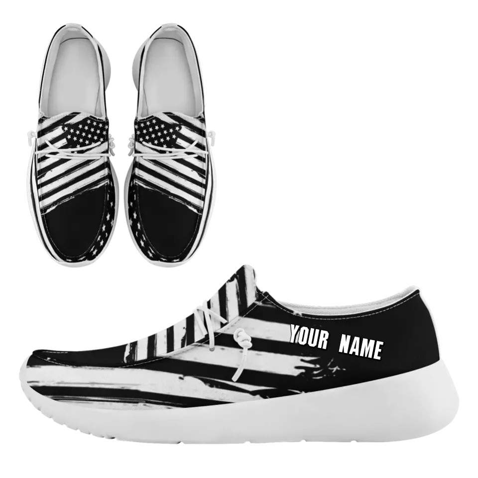 Personalized America Flag Sneakers, Custom Patriotic Loafer Shoes, Canvas Slip On Shoes,
FN018-24020303-3w