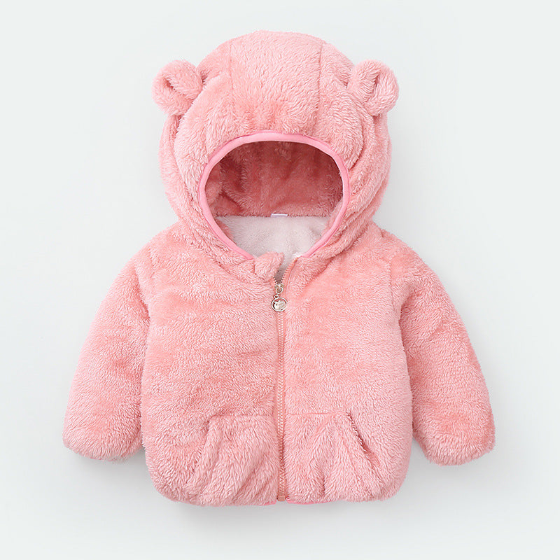 Modern Winter Fleece Children's Sweater Boys and Girls Hoodie Jacket Warm Baby Coat With Bear Ears