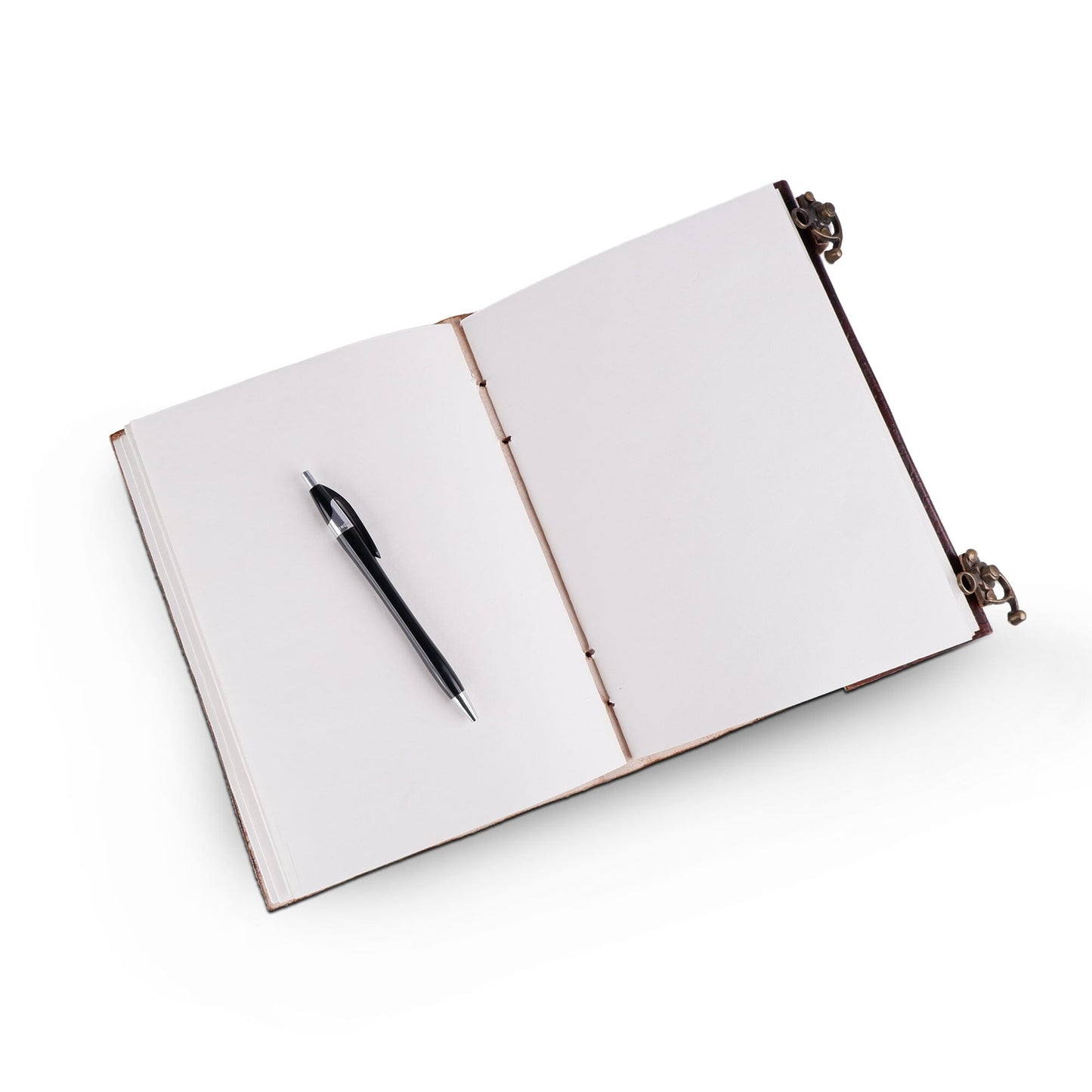 Dunkelbraunes Leder-Tagebuch mit 7 Steinen