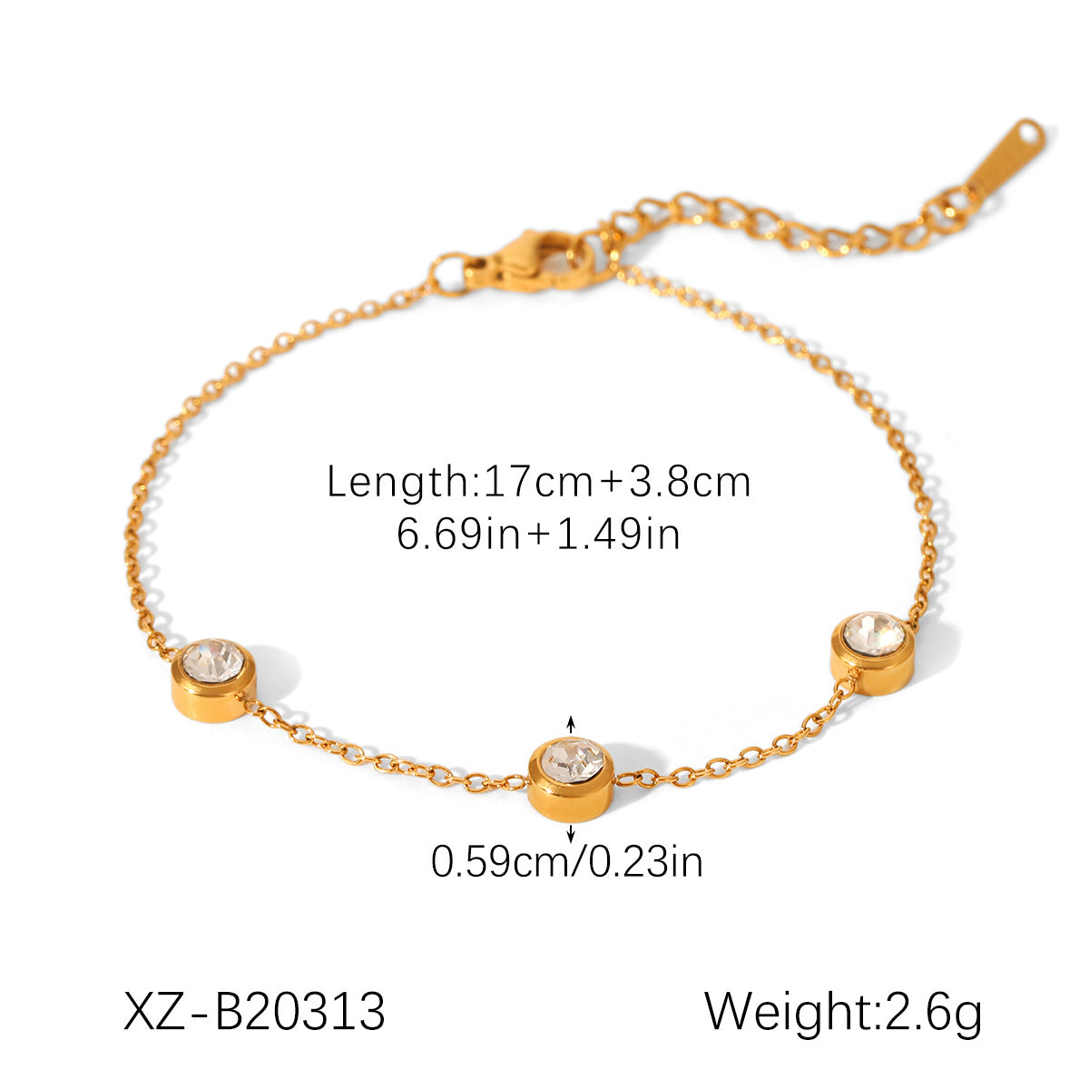18K Gold stainless Steel Zircon Necklace For Women European And American Style