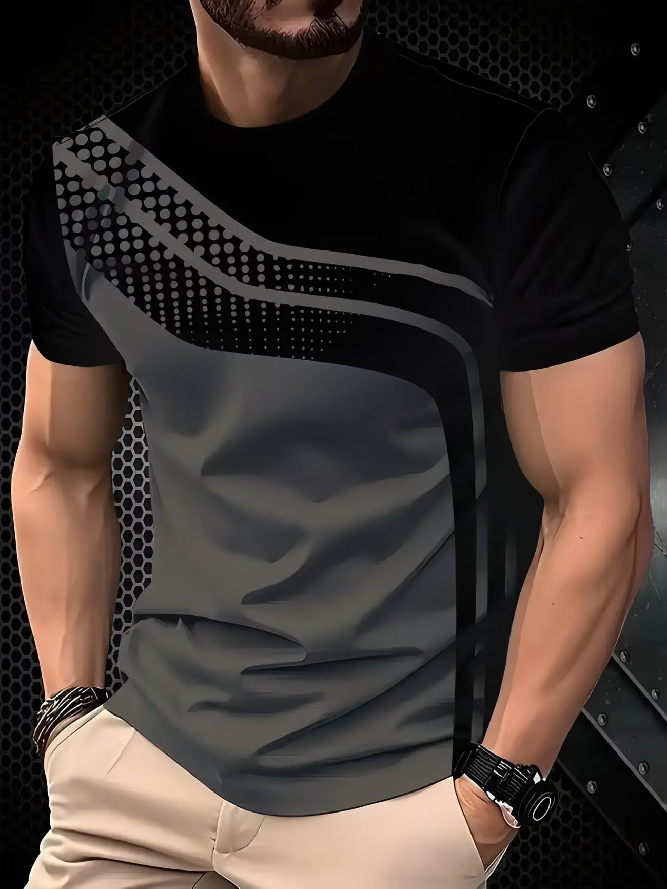 Men's Short-sleeved T-shirt Business Casual Series Digital 3D Printing