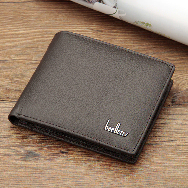 Genuine Leather Two-Fold Short Coin Purse For Men