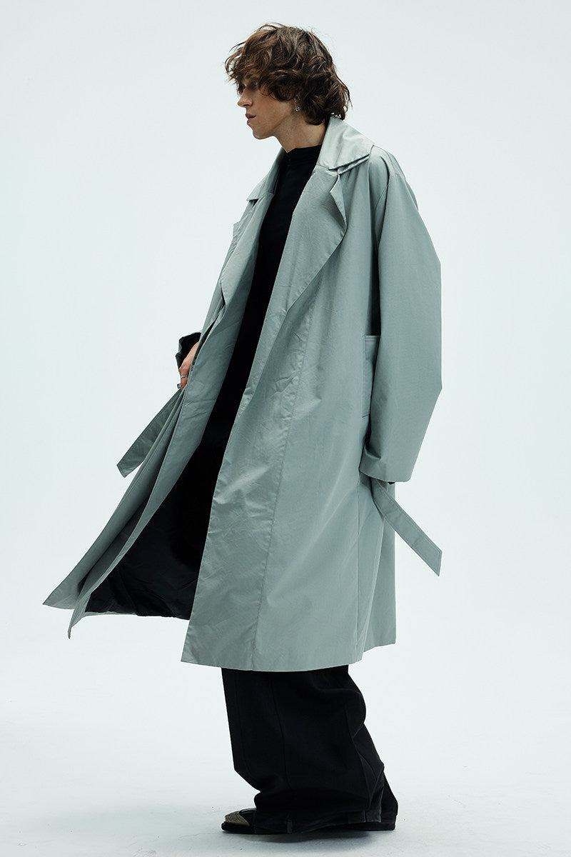 Mens Solid-color Loose-fitting Mid-length Coat