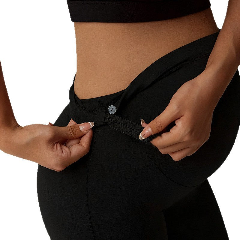 Maternity High Waist Flared Leg Pants Tummy Support Butt Lifting Legging Style Casual Trousers For Fall Winter