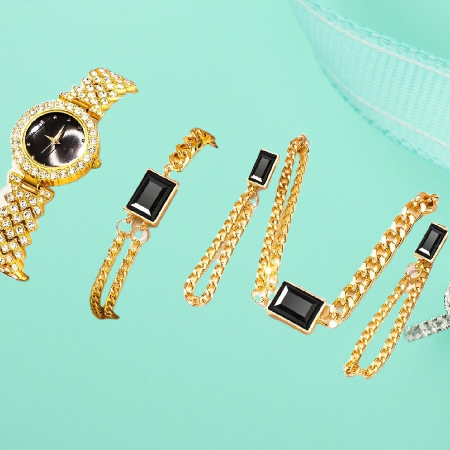 Watch Colorful Crystals Quartz Jewelry Suit
