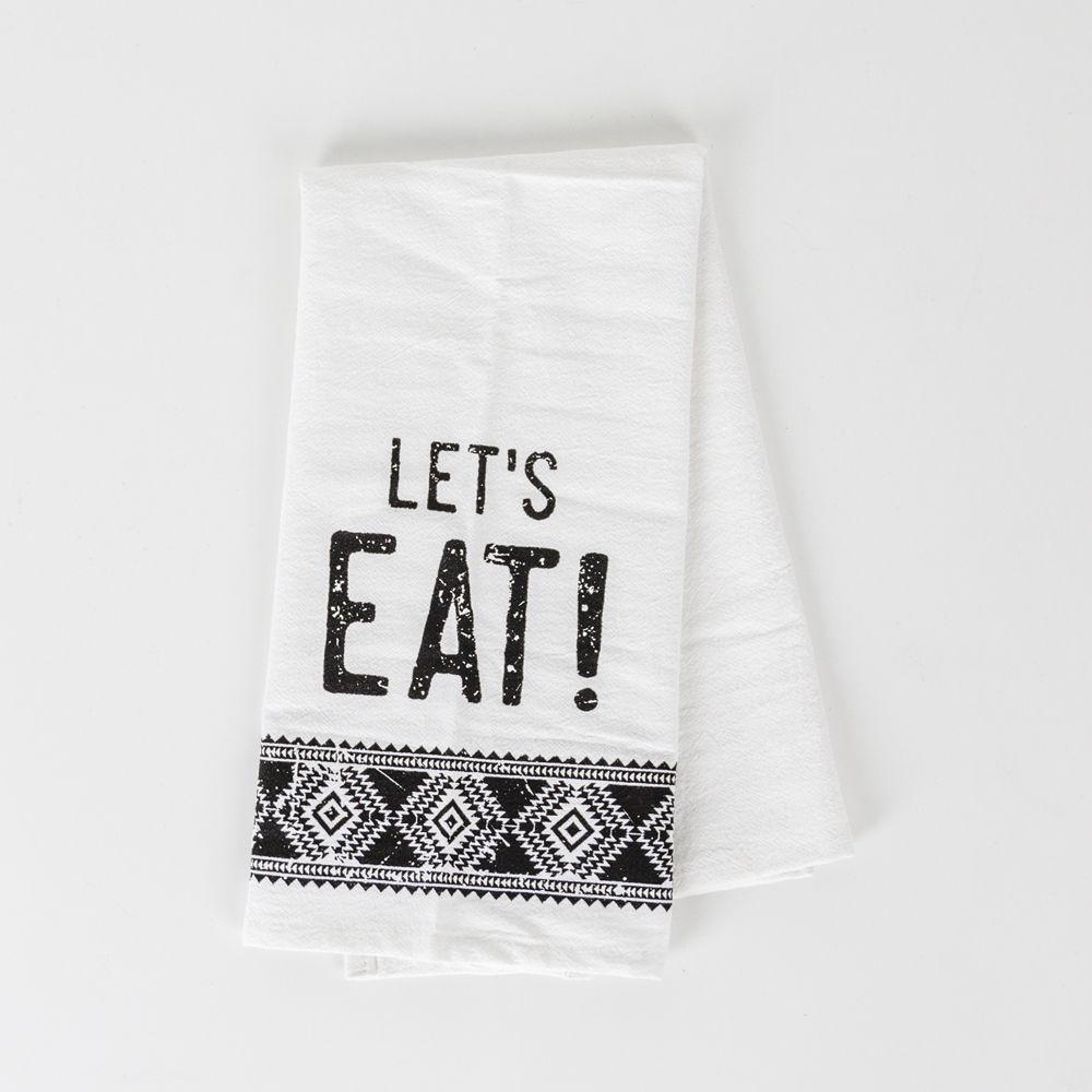 Jacquard Schwarz-Weiß Azteken Geschirrtuch 24 x 17 Küchenhandtuch Lets Eat Festlich Baumwolle