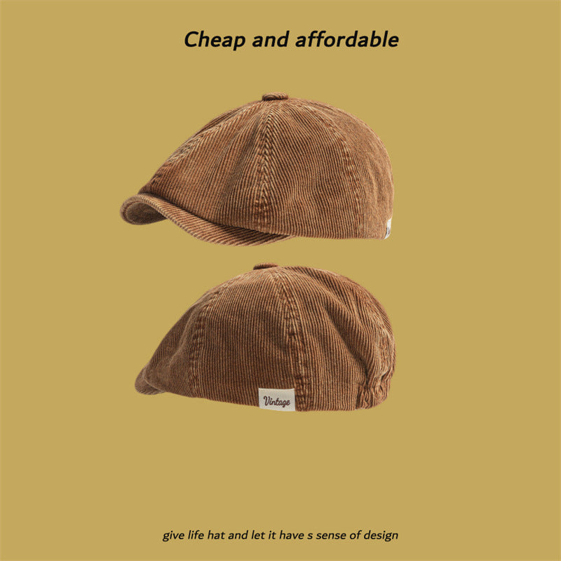 Corduroy Eight-panel Cap Men's Japanese Retro Literary