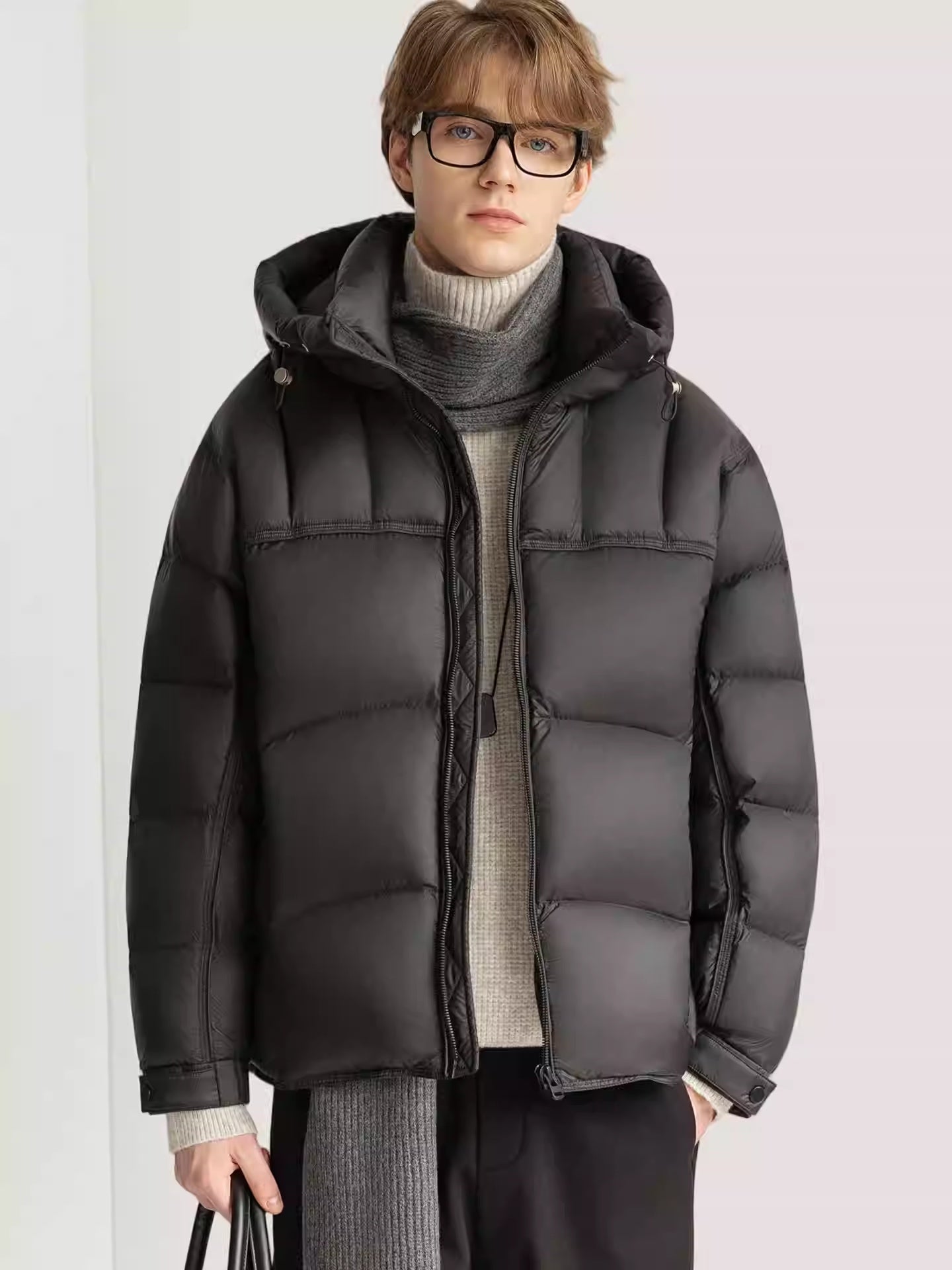 White Duck Down Stylish Thick Hooded Down Jacket