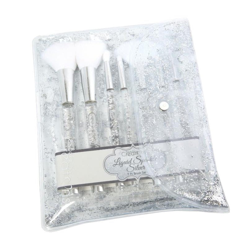 BEAUTY CREATIONS Liquid Sparkle Silver 7 Pc Brush Set - ThisandThatShoppe
