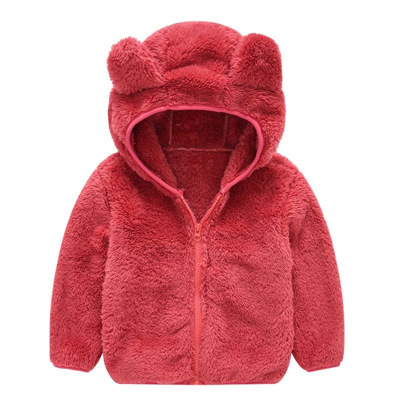 Modern Winter Fleece Children's Sweater Boys and Girls Hoodie Jacket Warm Baby Coat With Bear Ears