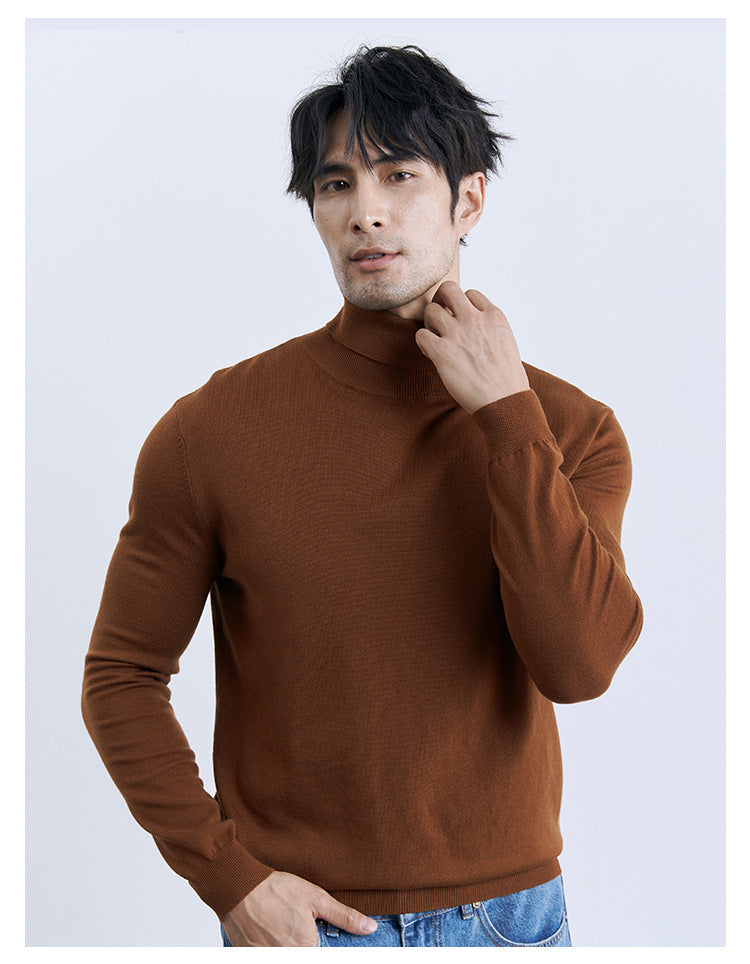 Turn-down Turtleneck Core-spun Knit Sweater For Men Rugged Style