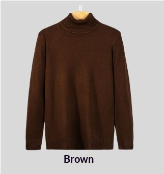 Mens Loose-fitting Warm Turtleneck Knit Sweater