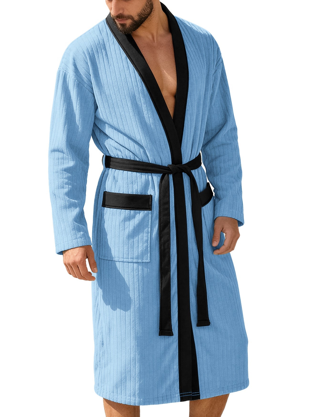 Men's Long Jacquard Soft Solid-Colored Belt