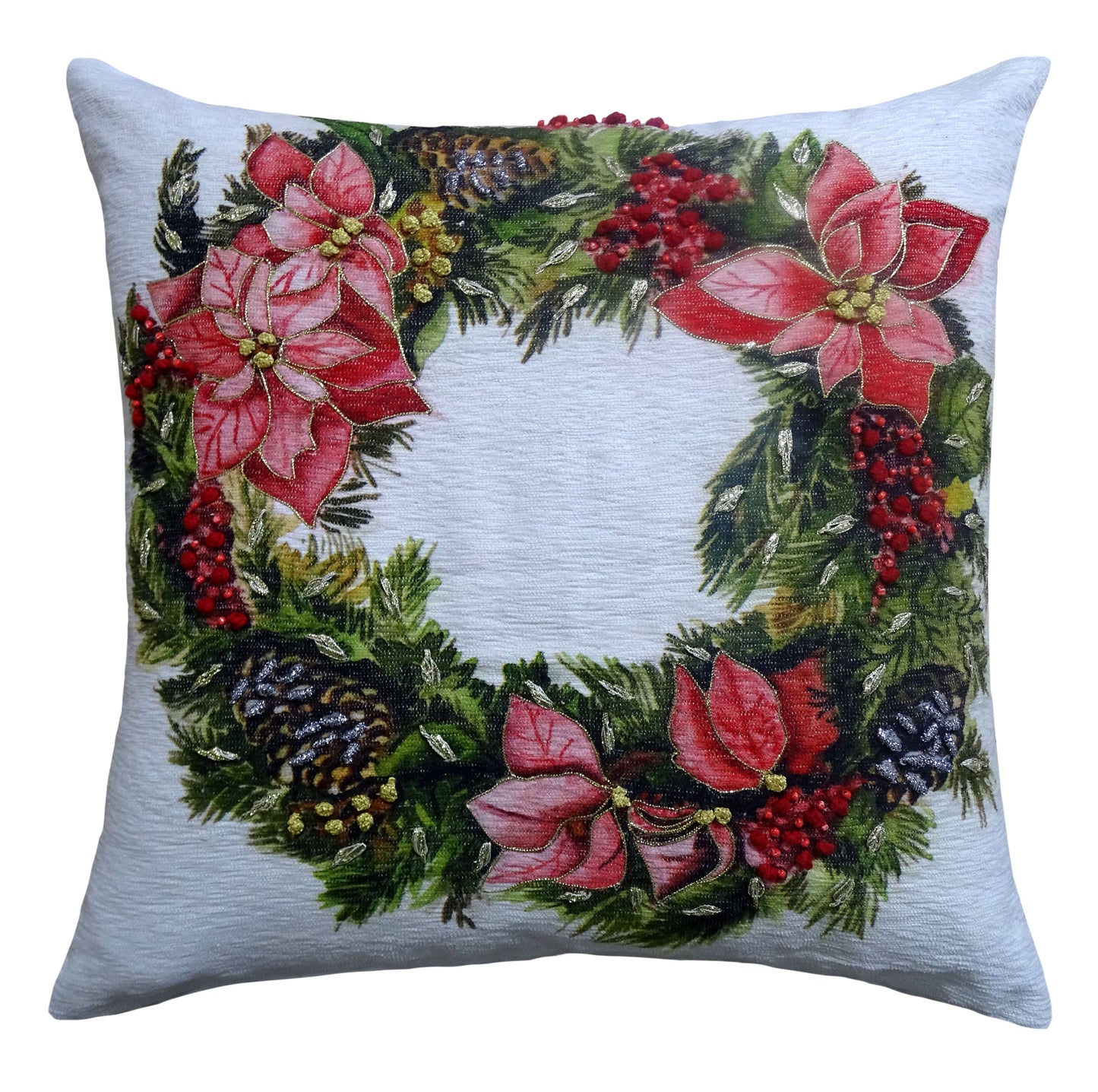 Vibhsa Christmas Wreath Decorative Throw Pillow 20" x 20"