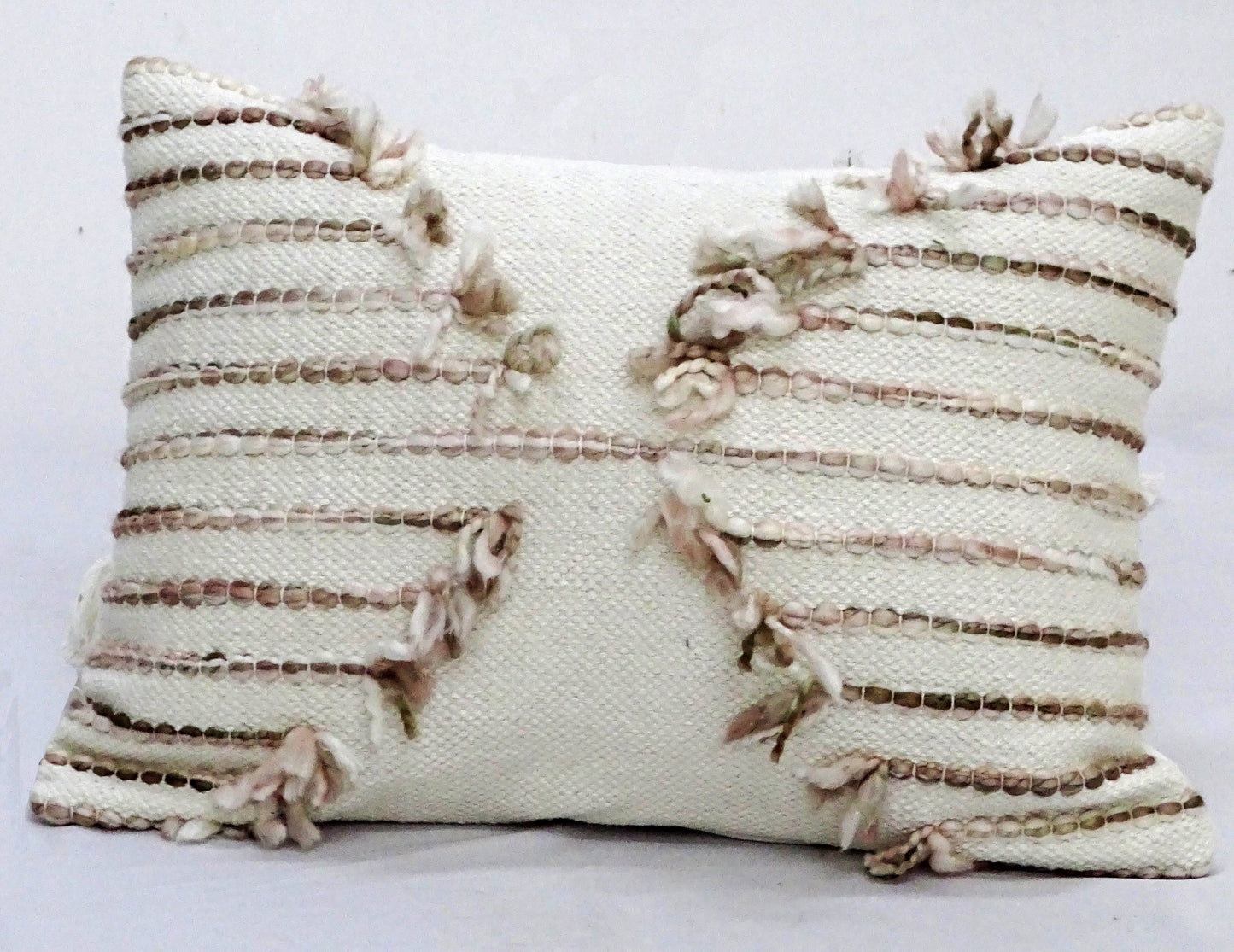 Pink 14" X 20" Embroidered Throw Pillow