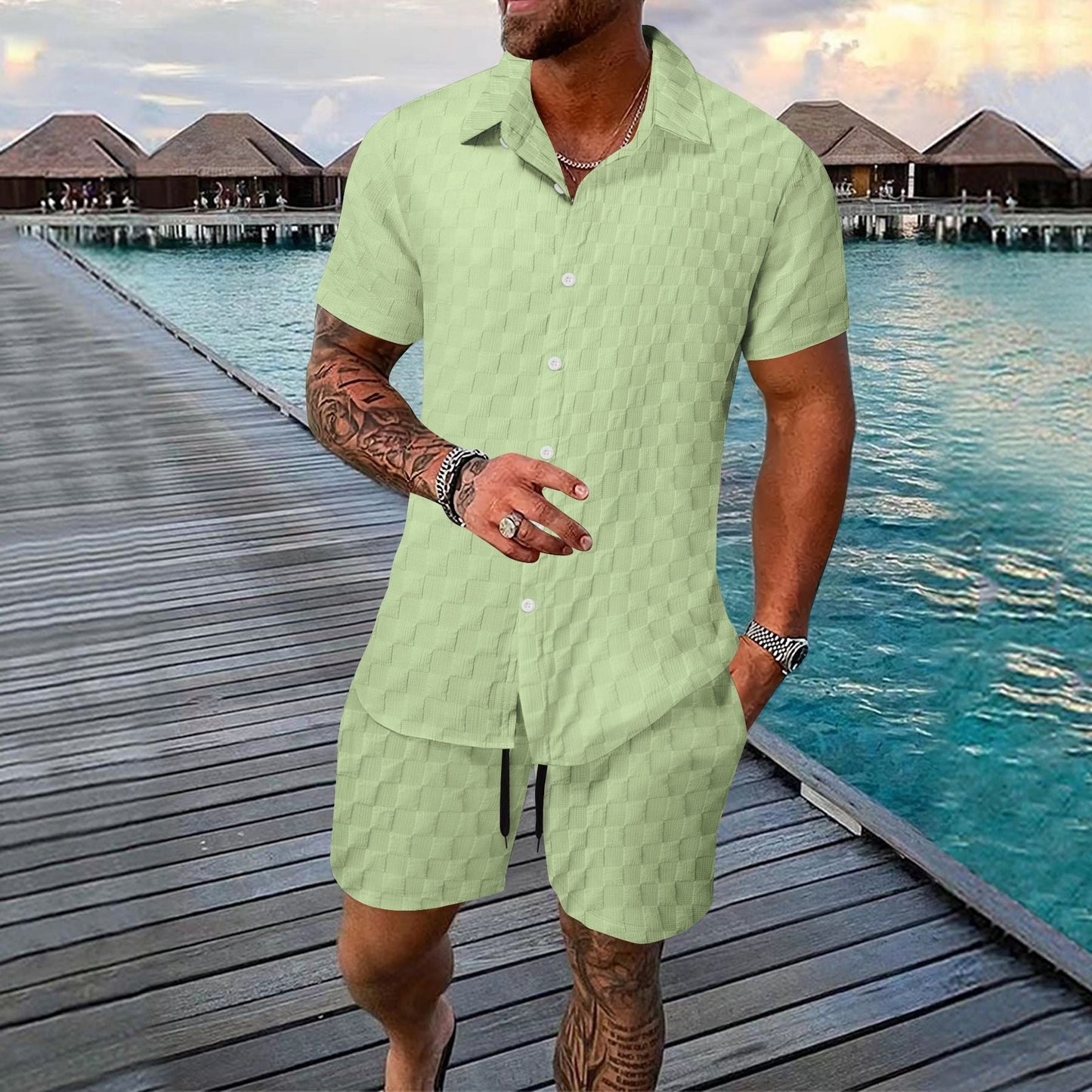 Men's Chemical Fiber Shirt Casual Suit