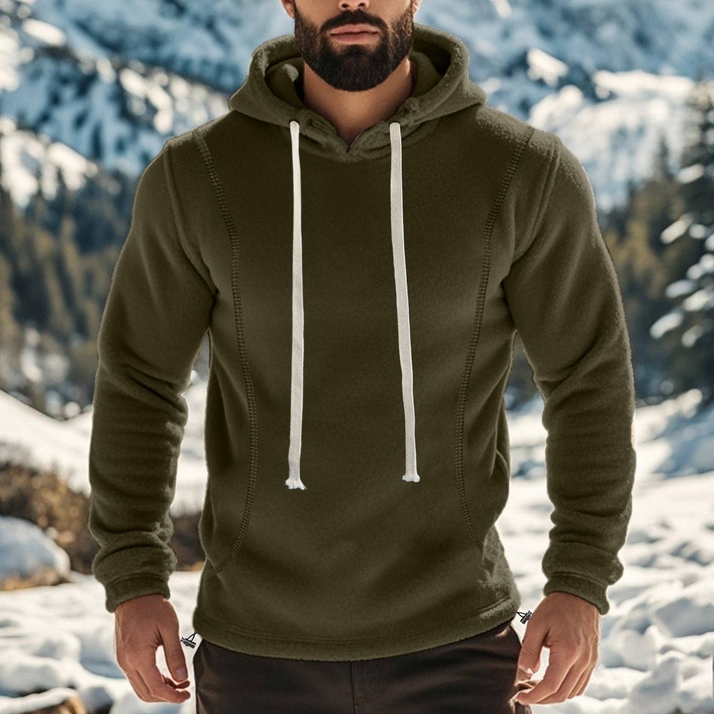 Mens Fleece Long-Sleeve Pullover Hoodie