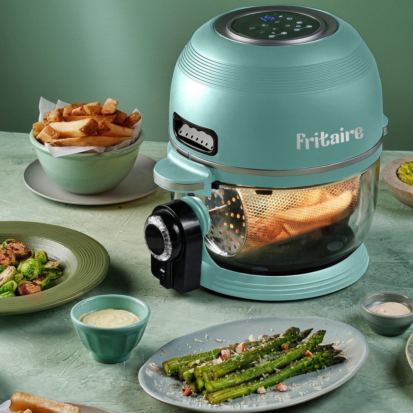 Fritaire Self-Cleaning Air Fryer™ | Non-Toxic 9-in-1 Glass Bowl | Sage Green