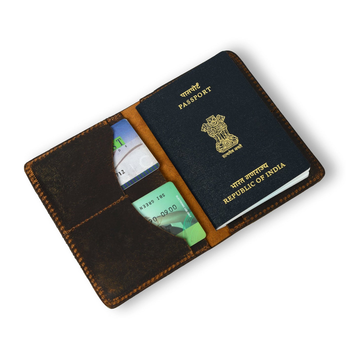 Housse en cuir Passport Plus - Marron