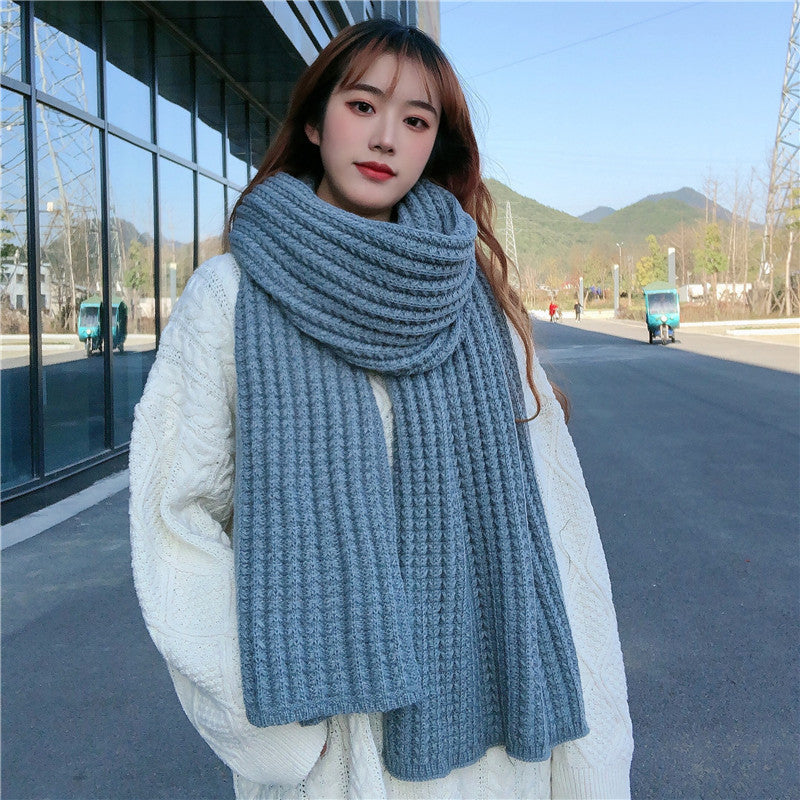 Winter Simple Soft Colorful Knitted Wool Scarf Solid Warm Scarves Lightweight Casual Couple Muffler Striped Elegant Hijab Cashmere Scarf Neck Scarf Christmas Gift For Women