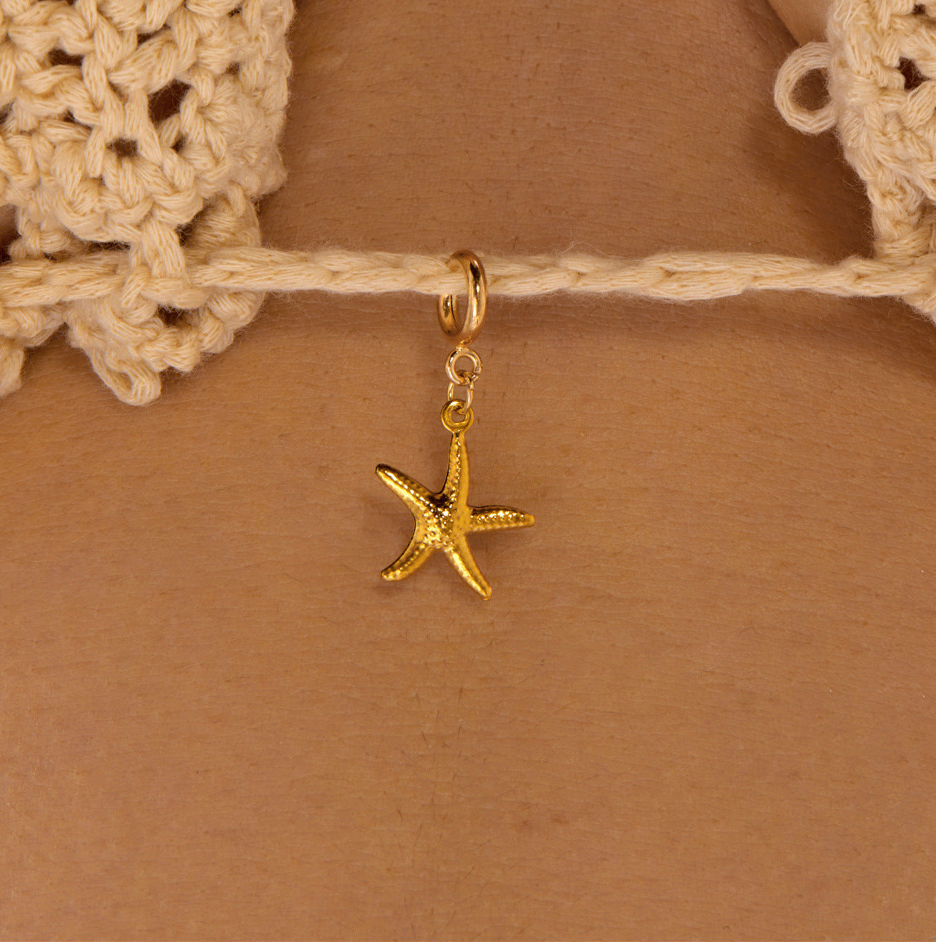 Stainless Steel Shell And Starfish Bikini Pendant Chest Clasp