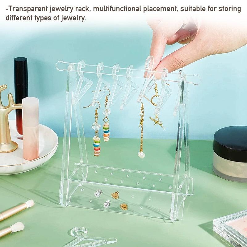 8PCS Hanger Transparent Acrylic Jewelry Creative Display Rack Earring Jewelry Storage Pendants Storage Ornaments Dangle Earring Hanging Organizer Mini Earring Necklace Hanger Jewelry Organizer
