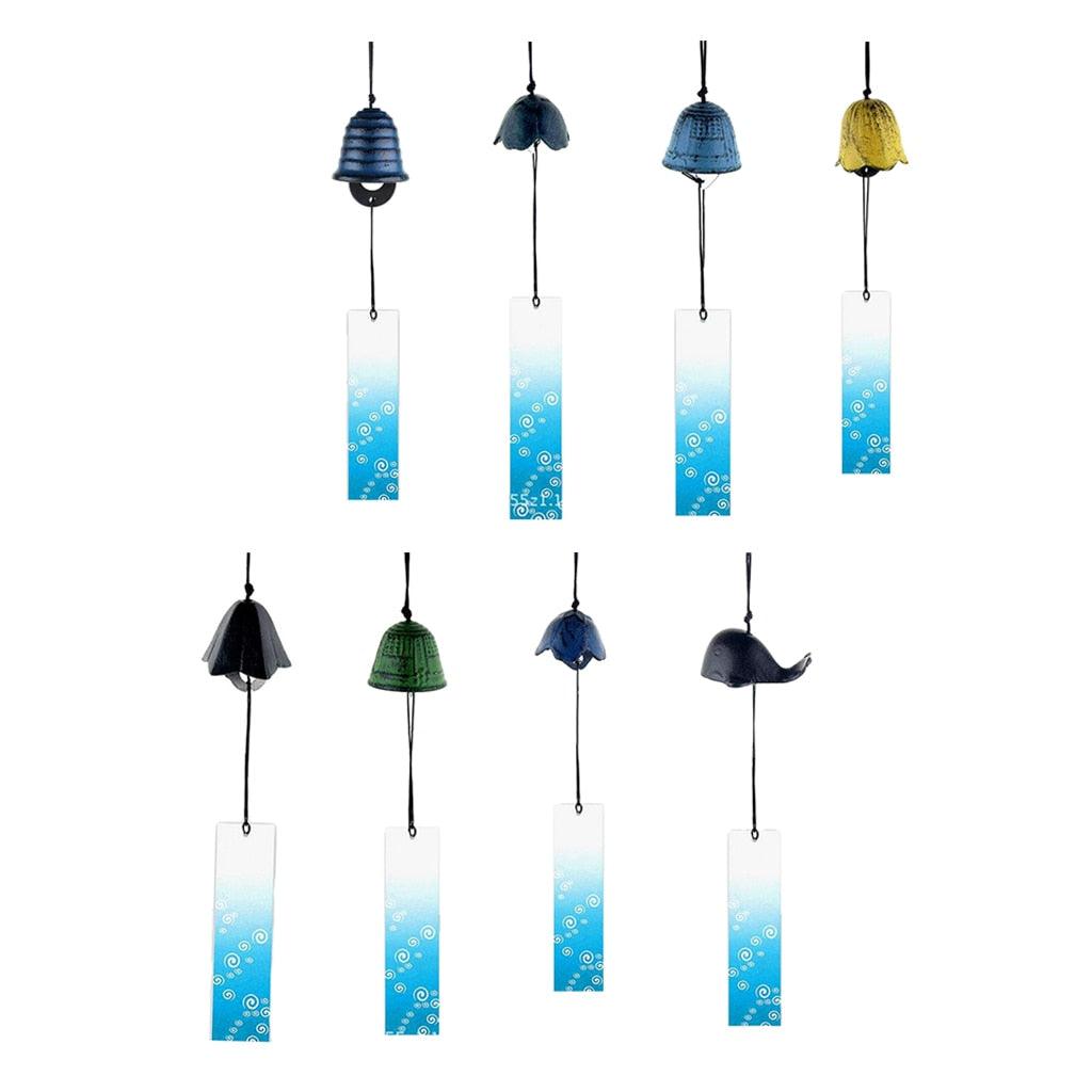 8Pieces Traditional Japanese Furin Temple Wind Chime Nambu Cast Iron Iwachu Bells Iron Bell Wind Chimes Patio Garden Yard Home Room Decoration Celebrations