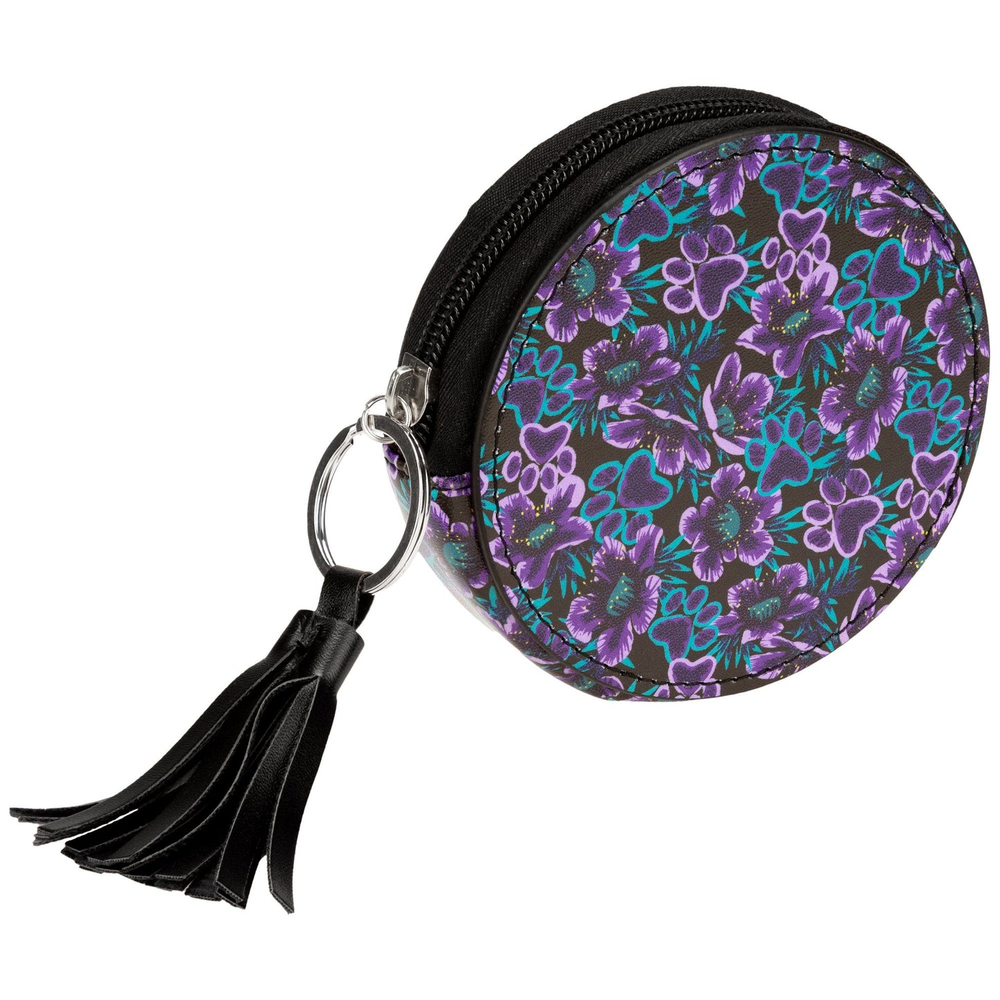 Midnight Floral Paw Print Coin Purse