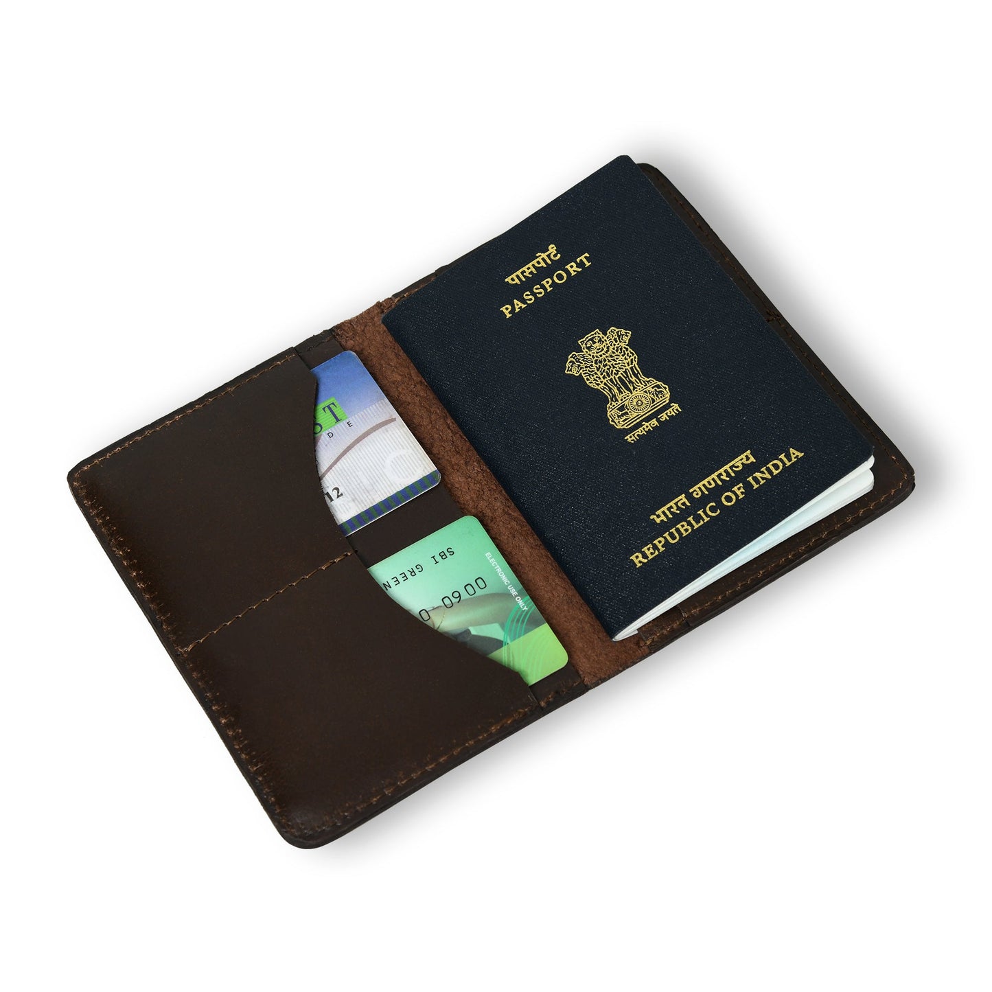 Housse en cuir PassportPlus - Marron foncé