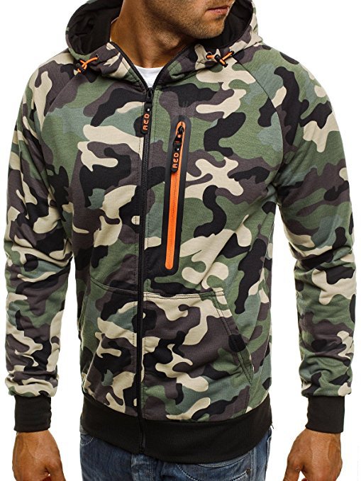Men's Casual Hooded Zip-Up Sweatshirt Jacket