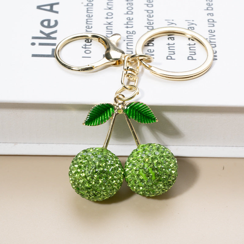 Creative And Cute Diamond-studded Little Cherry Keychain
